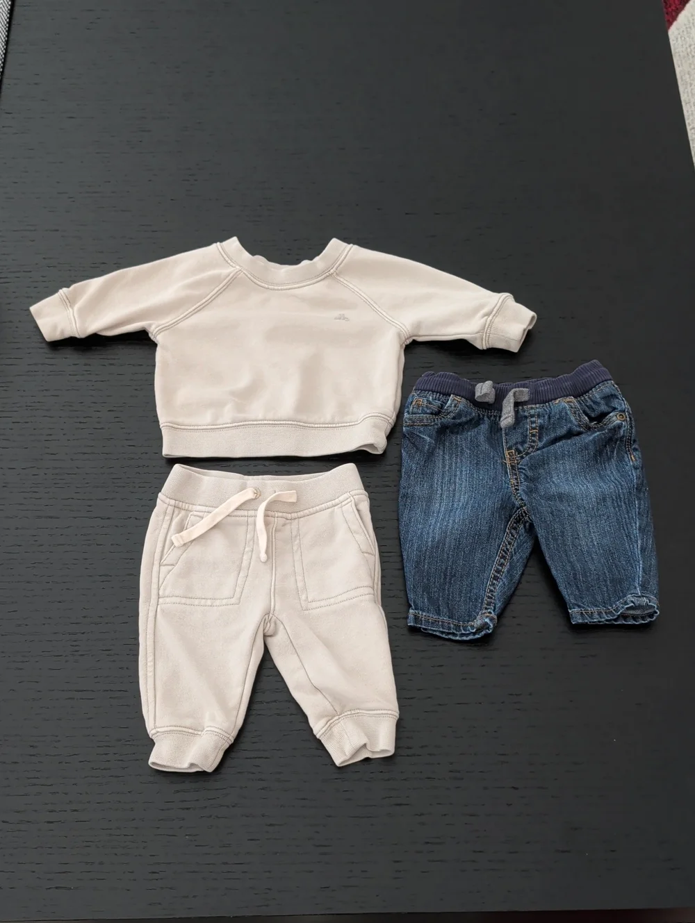 0 - 3M Gender Neutral Girl Boy 3 Piece Set Baby Gap Sweatshirt Pants Jeans Baby